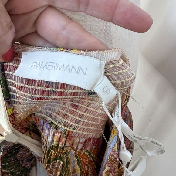 Zimmermann Devi Mixed Print Halter Neck Silk Dress - Patch Paisley Sz 0P / US 2 - Picture 8 of 9